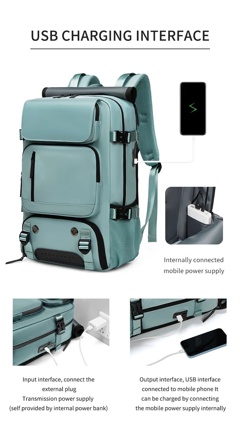 Waterproof 16" Laptop Backpack with Shoe Bag & USB Port - silverfoxgoods